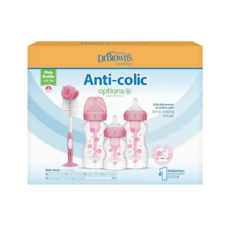 Dr Brown - Options+ Anti-Colic Gift Set - Pink