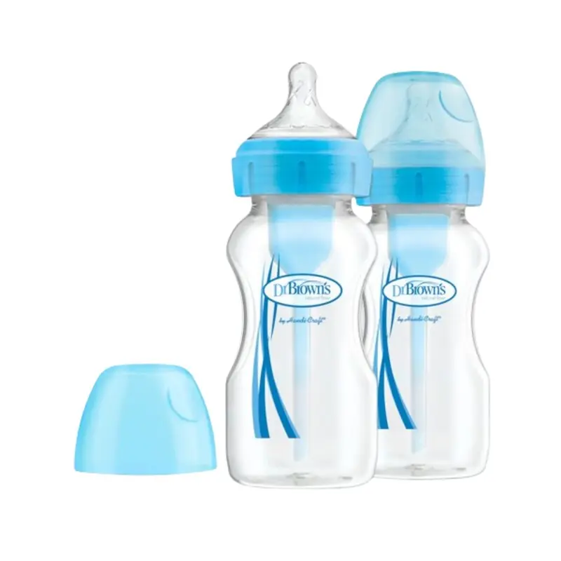 Dr Brown - Wide-Neck Options+ Bottle, BLUE (2 Pack)