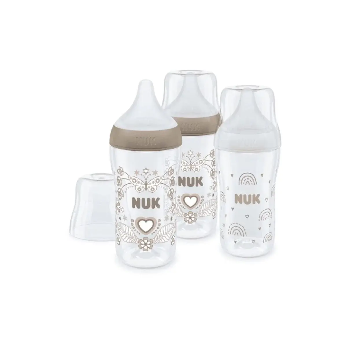 NUK - Perfect Match 3pcs Bottle Set Rainbow Heart