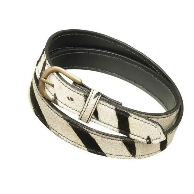 Pampeano Skinny Zebra Print Leather Belt-120cm