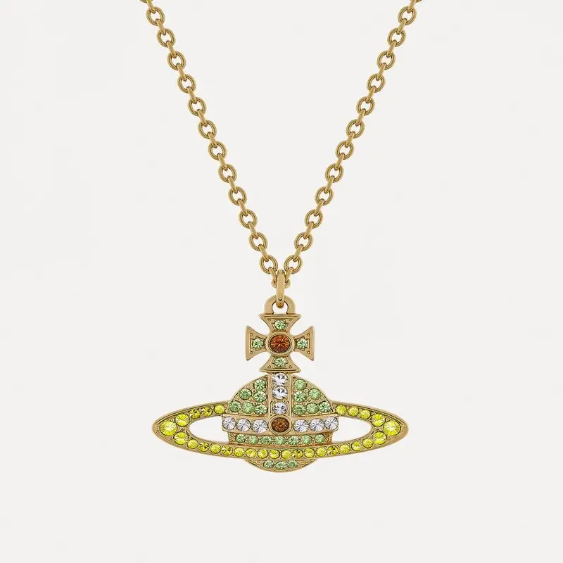 Vivienne Westwood 西太后 彩色玉石星球吊坠项链 Gold/ Peridot, Citrine