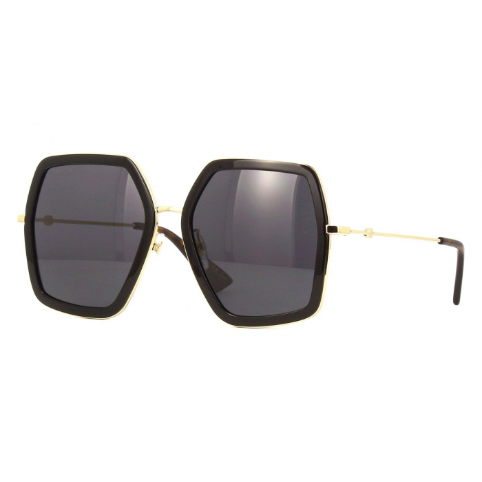 Gucci 古驰 女式黑金太阳镜GG0106S 001 56mm