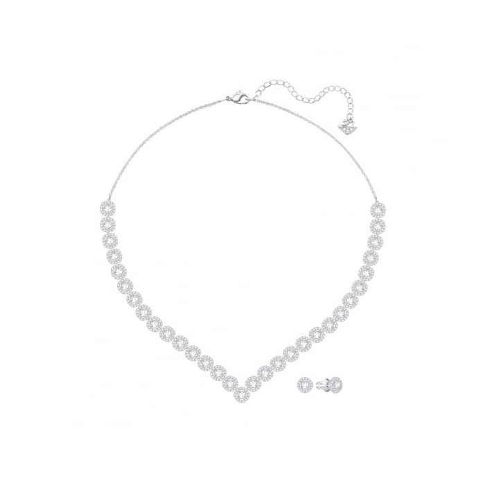 Swarovski施华洛世奇Angelic Square套装白色镀白金色