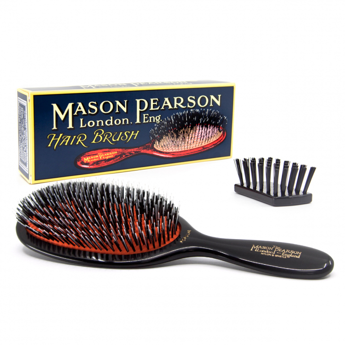 MasonPearson梅森皮尔森'Popular' 尼龙军用梳附带清洁梳 HBBN1 (Damaged Box)