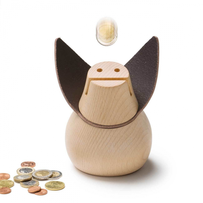 Siebensachen 德国 Miss Monnipenni 小猪手工橡木皮质耳朵储钱罐