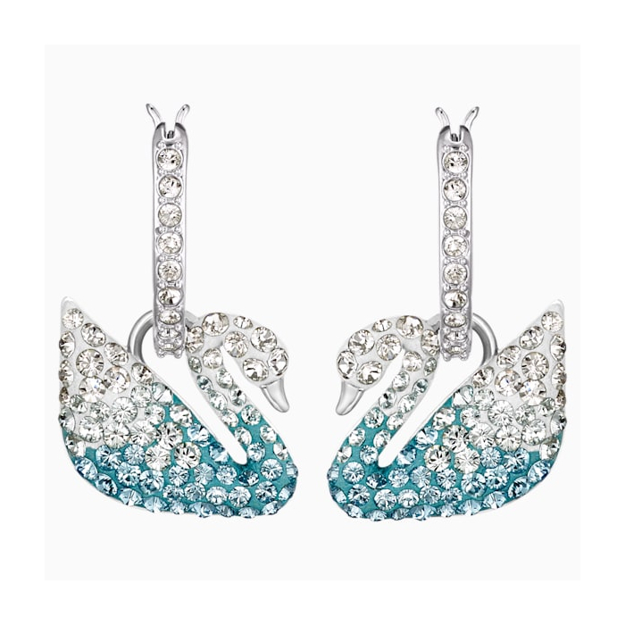 Swarovski 施华洛世奇Iconic Swan 穿孔耳环 彩色设计 镀铑