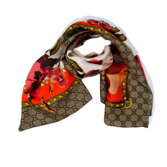 Gucci 古驰GG花朵印花围巾