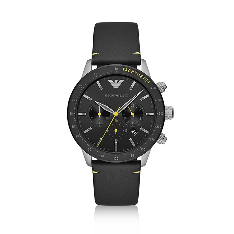Emporio Armani 阿玛尼 三眼时尚经典皮带表商务石英男士手表 AR11325