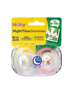 Nuby - 2 Night Dummies (6-18M)