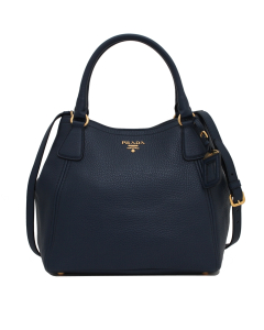 普拉达 Prada Vitello Daino Leather Convertible Bag 斜挎包 - Black