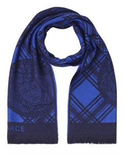 范思哲 Versace 百分百纯羊毛 围巾 蓝色