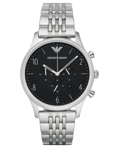 安普里奥 阿玛尼 Emporio Armani Men's 'Chronograph' Watch 男士 手表 - Silver/Black Dial