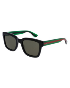 Gucci 古驰 男士太阳镜 黑色/绿色方形 GG0001SN 002 52mm