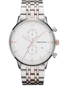 安普里奥 阿玛尼 Emporio Armani Classic Unisex Watch 经典 中性 手表 - Silver and Rose Gold