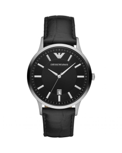 Emporio Armani Black Leather Strap Mens Watch AR11186