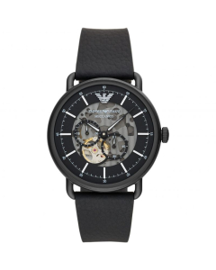 Emporio Armani 阿玛尼 宋威龙同款全黑表带镂空机芯机械腕表 AR60028