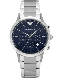 安普里奥 阿玛尼 Emporio Armani Men's Silver Watch 男士 银色 手表 - Silver/Midnight Blue