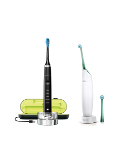 Philips 飞利浦 DiamondClean 黑色牙刷 2019 + 水牙线 AirFloss 白色绿色套装