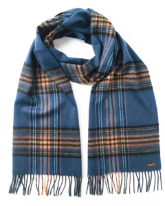 Hortons England 纯羊毛 格子 围巾 藏青色格纹 Hortons England 100% Lambswool 'Hexham' Scarf - Navy Check