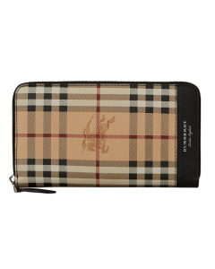 Burberry巴宝莉Haymarket Check Ziparound Wallet 钱包-黑色