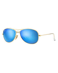 雷朋 飞行员系列 炫彩镜片 蓝色 闪光 无偏光 太阳镜  Ray-Ban 'Aviator' Sunglasses - Gold, Blue Lenses - Size 59 RB3025-11217