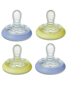 Tommee Tippee - Night Time Soothers 0-6mths Blue/Yellow (4pk) 