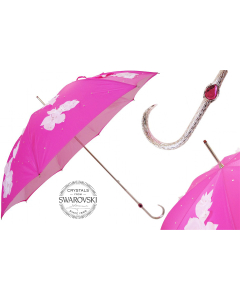 Pasotti 葩莎帝 紫红色花伞面 施华洛世奇水晶手柄 晴雨伞