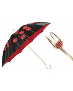 Pasotti 葩莎帝 罂粟花伞面 爱心奢华手柄 晴雨伞