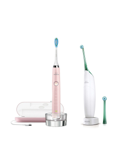 Philips 飞利浦 DiamondClean 粉色牙刷 2019 + 水牙线 AirFloss 白色绿色套装