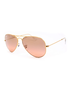 雷朋 飞行员系列 渐变  银色 反光 太阳镜 Ray-Ban 'Aviator' Sunglasses - Gold with Pale Beige Lenses RB3025 001/3E 55-14