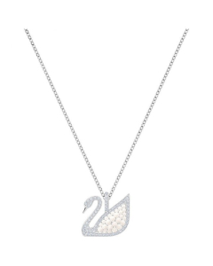 Swarovski施华洛世奇珍珠天鹅Iconic Swan吊坠白色镀白金色