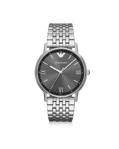 EmporioArmani 阿玛尼 男士石英不锈钢灰色表盘手表 AR11068