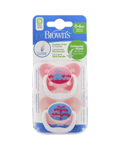 Dr Brown 布朗博士 粉色蝴蝶型硅胶安抚奶嘴两只装(0-6个月)