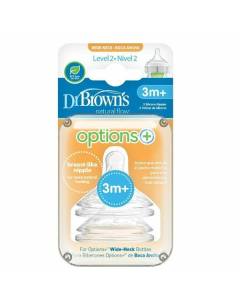 Dr Brown 布朗博士 Options+系列宽口径硅胶奶嘴2只装(3个月以上)
