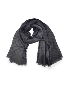 Gucci - Silk & Wool Blend Scarf Dark Grey