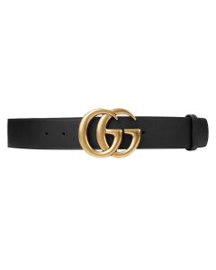 Gucci 古驰 闪亮双G带扣皮革腰带(Size 110)