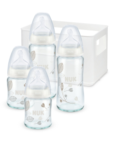 NUK 宽口乳胶奶嘴玻璃奶瓶4件套