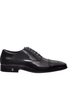 Versace Collection Straight Pattern Toe Cap Leather Oxford Shoes - Black - Size 39