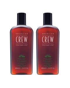 American Crew - 3-in-1 Tea Tree Shampoo, Conditioner and Body Wash Duo (2x450ml)