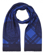范思哲 Versace 百分百纯羊毛 围巾 蓝色