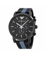 安普里奥 阿玛尼 Emporio Armani Striped Men's Watch 男士 手表 - Black/Grey