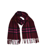 CLASSIC CHECK CASHMERE & WOOL Blended Premium Scarf  - PinkRed&Black