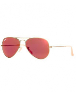 雷朋 飞行员系列 炫彩镜片  红色 反光 太阳镜 Ray-Ban 'Aviator' Sunglasses - Pink RB3025 167/2K 55-14