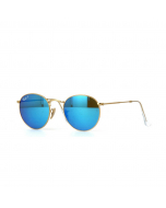 雷朋 圆形系列 炫彩镜片蓝色 闪光  偏光 太阳镜 Ray-Ban Round Metal Sunglasses - Blue RB3447 112/4L 50-21