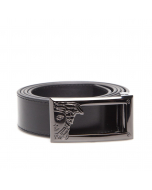 Versace Mens Leather Belt with Sliver Medusa Buckle - Black