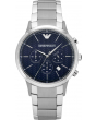 安普里奥 阿玛尼 Emporio Armani Men's Silver Watch 男士 银色 手表 - Silver/Midnight Blue