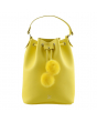 Grafea格瑞菲Cherie Bucket100%皮革绒球水桶包-黄色