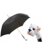 Pasotti 葩莎帝 黑色伞面 白色珐琅拳师犬手柄 直柄雨伞 