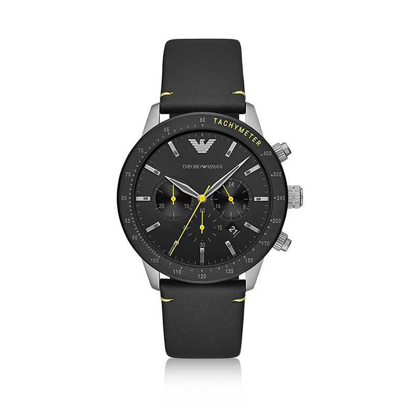 Emporio Armani 阿玛尼 三眼时尚经典皮带表商务石英男士手表 AR11325